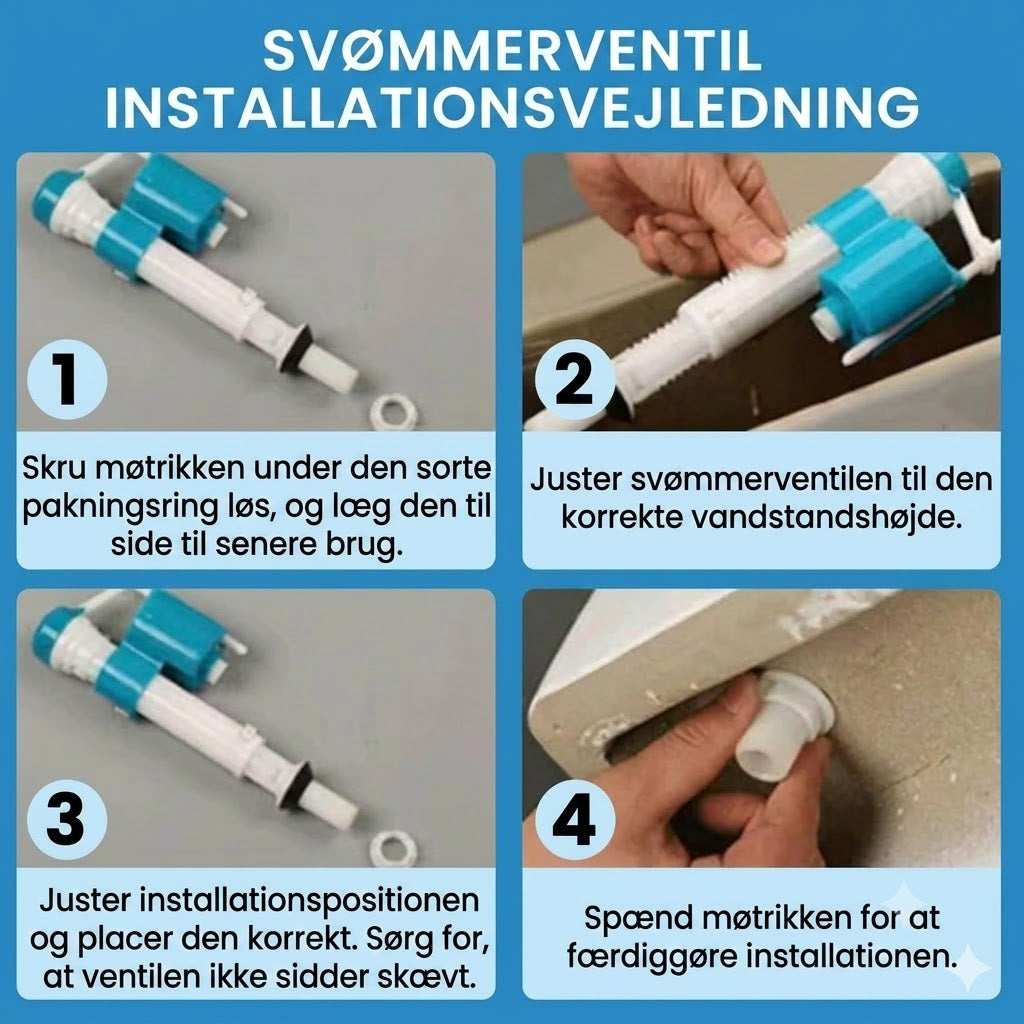 🚽 Universel svømmerventil til toilet – justerbar højde