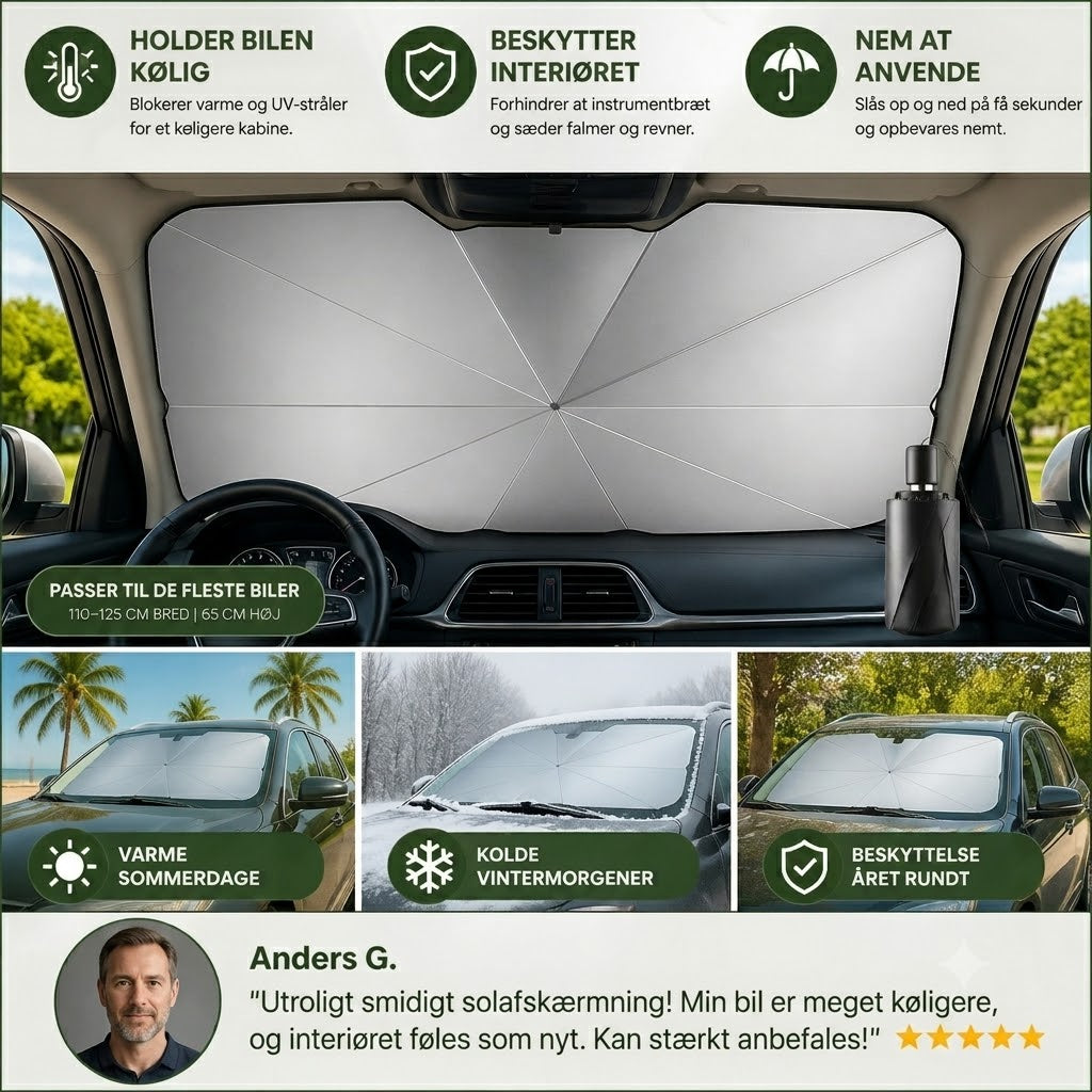 Foldbar solskærm til forrude – effektiv UV-beskyttelse og solskærmning til bilen🚗☂️