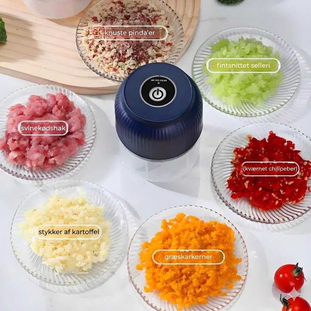 Ledningsfri minihakker – elektrisk foodprocessor til hvidløg og løg – USB-opladning