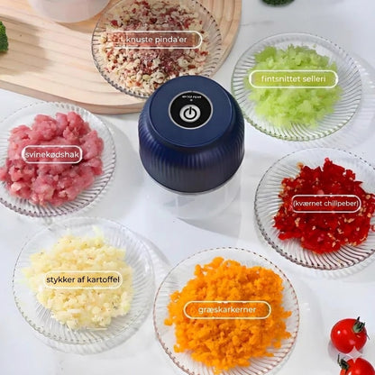 Ledningsfri minihakker – elektrisk foodprocessor til hvidløg og løg – USB-opladning