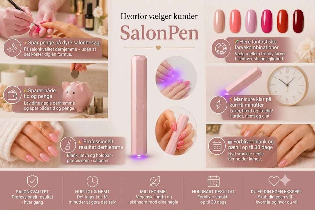 SalonPen – 3-i-1 neglepen (med UV-lampe) – 6-pak