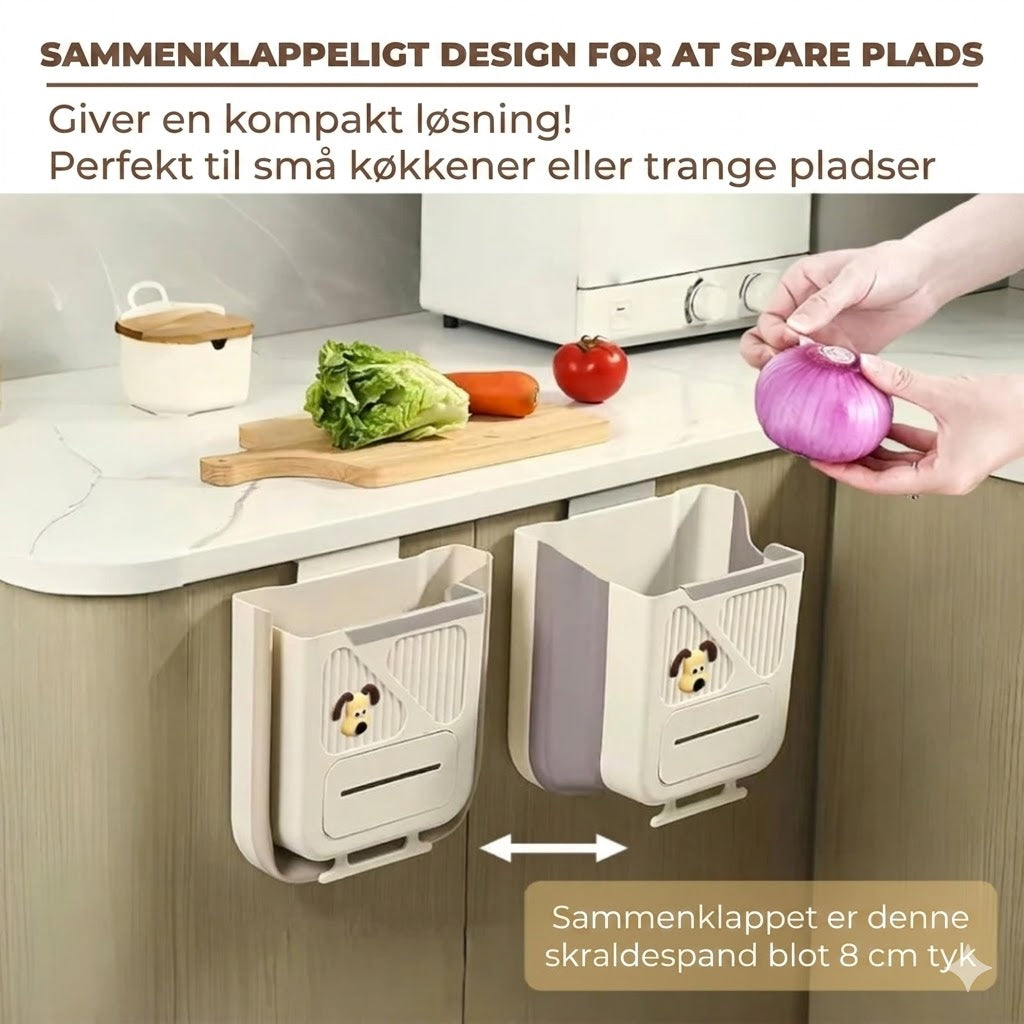 Pladsbesparende sammenklappelig affaldsspand