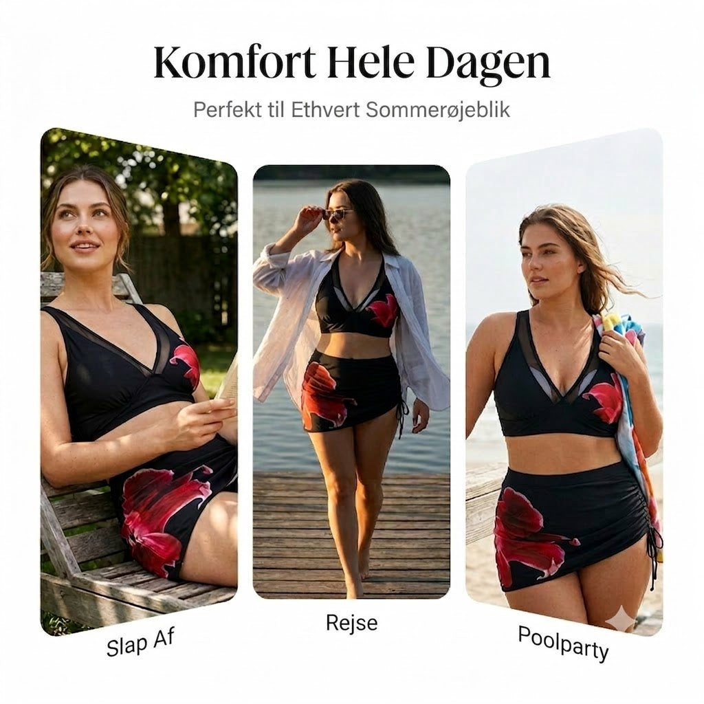 👙🌊 Fiskeformet bikini med bindebånd – justerbar snøre til det ultimative sommerlook