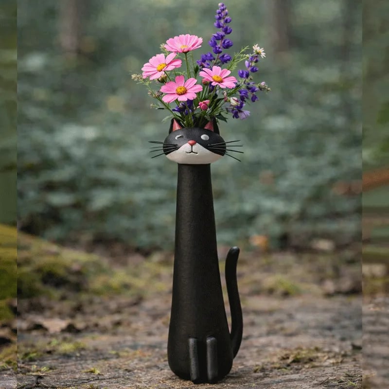 😻 Håndlavet keramisk kattevase – Unikt, originalt design – Dekorativ vase til katteelskere