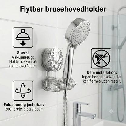 Justerbar og flytbar holder til bruser – fleksibel holder til håndbruser uden boring
