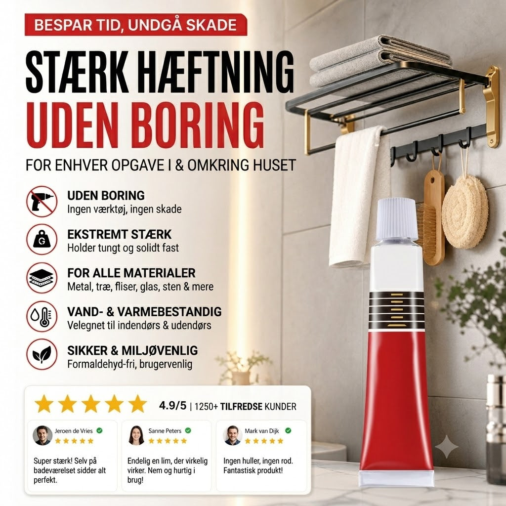 🔥📢 Tidsbegrænset tilbud: 1+1 gratis!✨ Sømfri lim – Stærk vedhæftning uden boring, ideel til alle dine limbehov! ✨