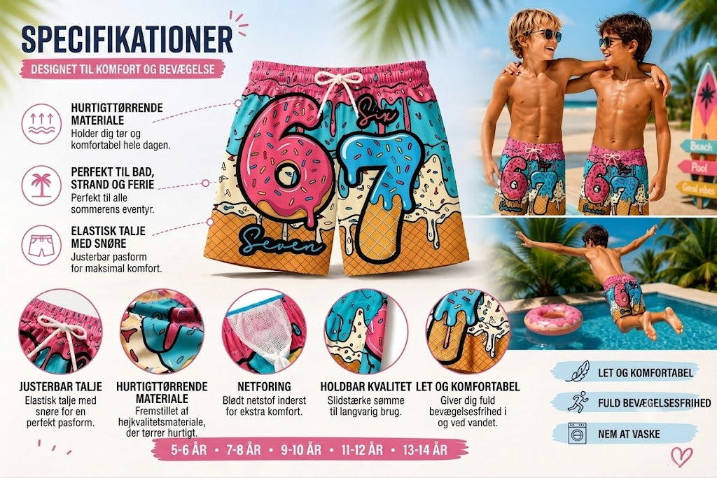 🍦Shorts med is- og donutprint🍩