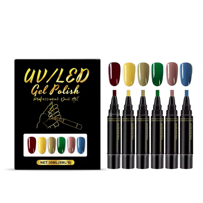 SalonPen – 3-i-1 neglepen (med UV-lampe) – 6-pak