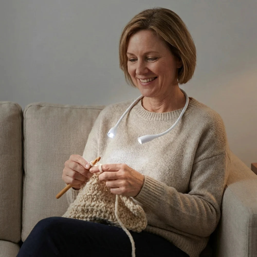 Genopladelig LED-nakkelampe til læsning og strikning (dæmpbar)