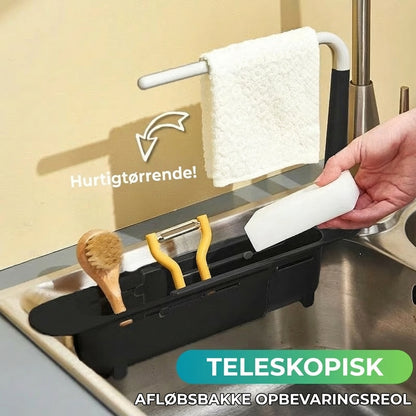 Udtrækkelig opbevaringshylde til vasken