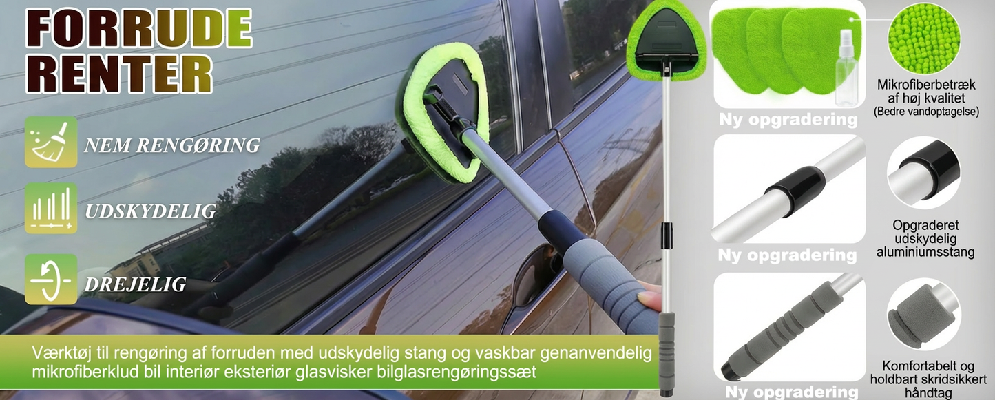 Teleskopisk vinduesskraber sæt – udtrækkeligt håndtag med vasker og skraber