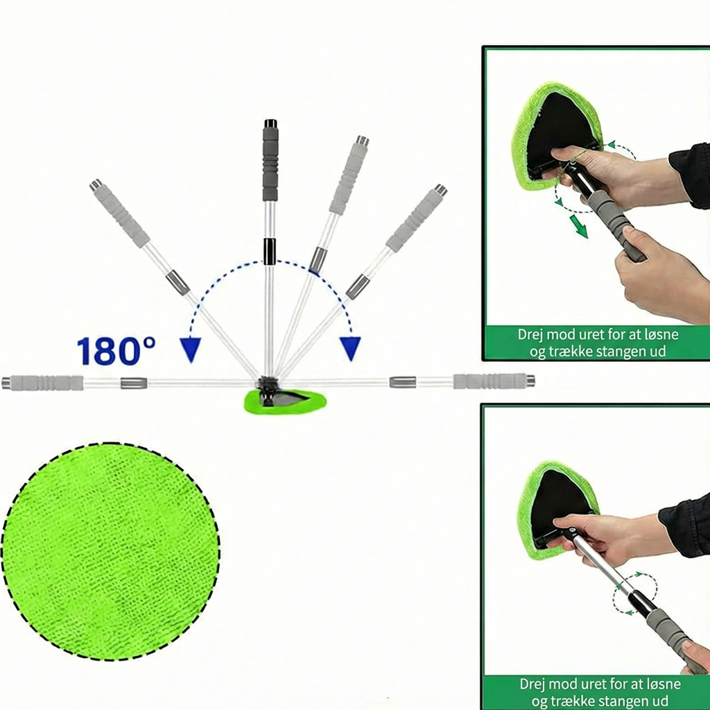 Teleskopisk vinduesskraber sæt – udtrækkeligt håndtag med vasker og skraber