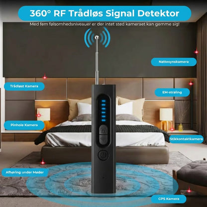 Detektor til skjulte kameraer, GPS-tracker-detektor og RF-signal scanner