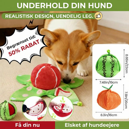 Interaktiv Sniffing Game Dog - Frugt Puslespil Plyslegetøj med Skjulte Rum