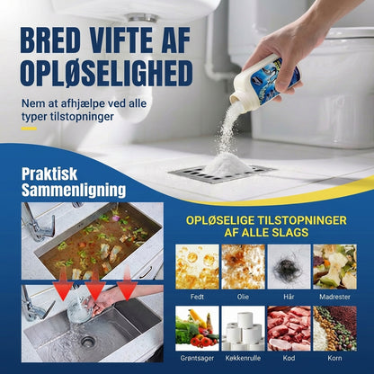 Kraftig afløbsrens – flydende rørrens til køkken, bruser og toilet (opløser hår og fedt)