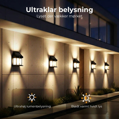 Solcelle-væglampe med bevægelsessensor – udendørs solbelysning – trådløs og vandtæt (IP65)