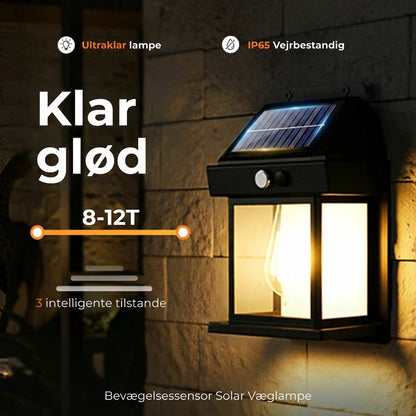 Solcelle-væglampe med bevægelsessensor – udendørs solbelysning – trådløs og vandtæt (IP65)