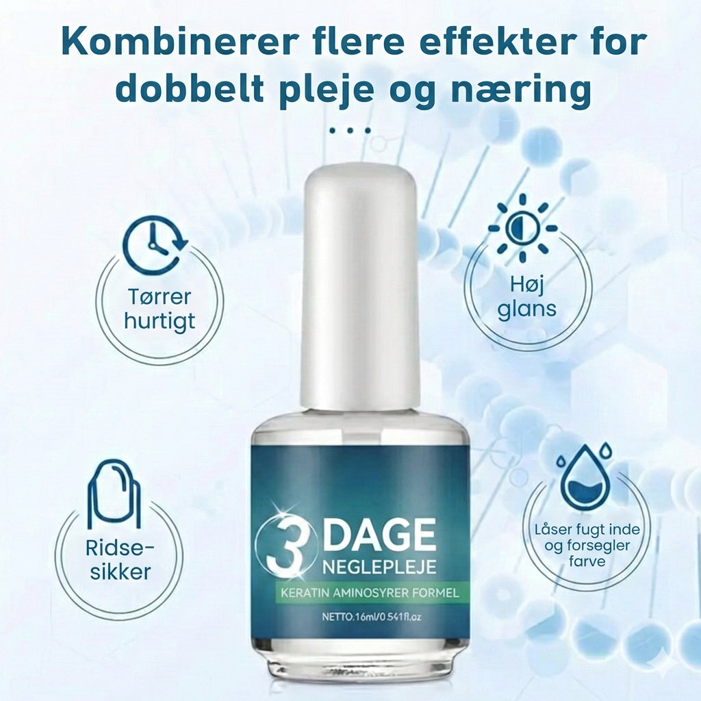 Hurtigtørrende neglelak – højglans – plejer neglebåndene – salonkvalitet