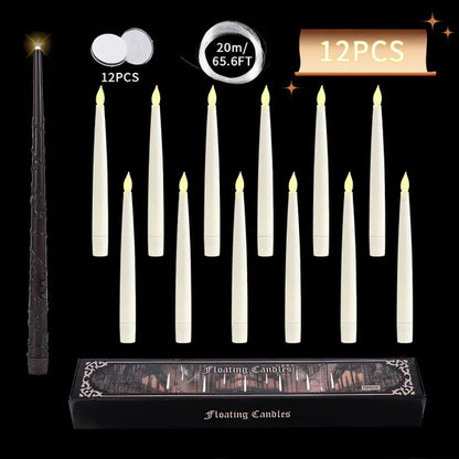 Svævende stearinlys🕯️: 🔮LED-stearinlys med magisk tryllestav – Stemningsfuld halloween-dekorationsbelysning🎃