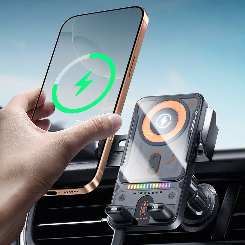 Smart mobilholder til bilen – 15W hurtig trådløs oplader – automatisk klemme og rotation – universel