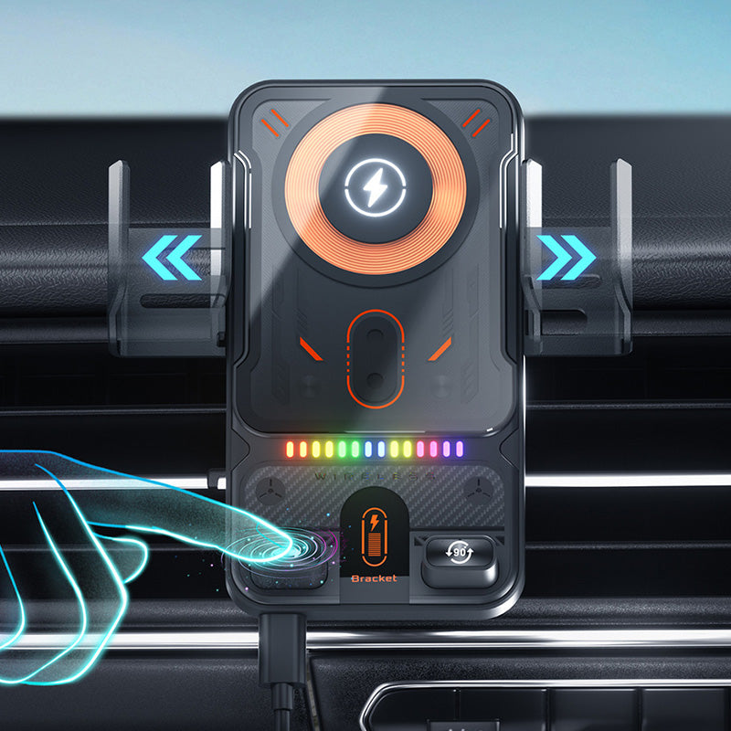 Smart mobilholder til bilen – 15W hurtig trådløs oplader – automatisk klemme og rotation – universel