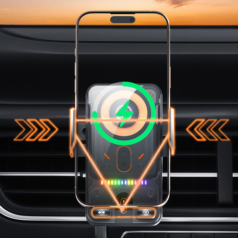 Smart mobilholder til bilen – 15W hurtig trådløs oplader – automatisk klemme og rotation – universel