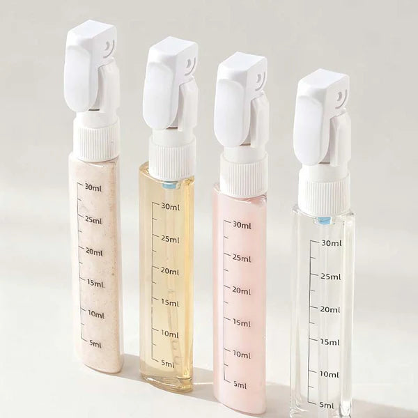 4-i-1 rejseflaskesæt – bærbare, lækagesikre silikoneflasker