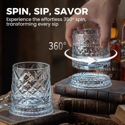💎🥃 360° roterende whiskyglas – Luksuriøst roterende krystalglas