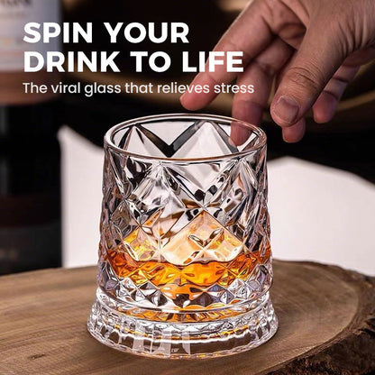 💎🥃 360° roterende whiskyglas – Luksuriøst roterende krystalglas