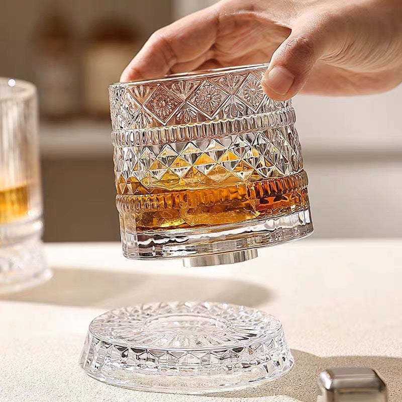 💎🥃 360° roterende whiskyglas – Luksuriøst roterende krystalglas