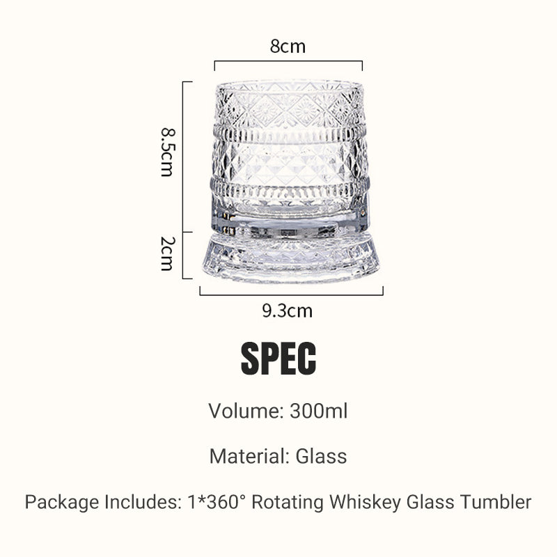 💎🥃 360° roterende whiskyglas – Luksuriøst roterende krystalglas
