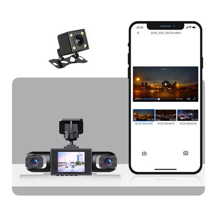 Professionel 360° dashcam – 4 kameraer, fuldt udsyn – Full HD med nattesyn og loop-optagelse