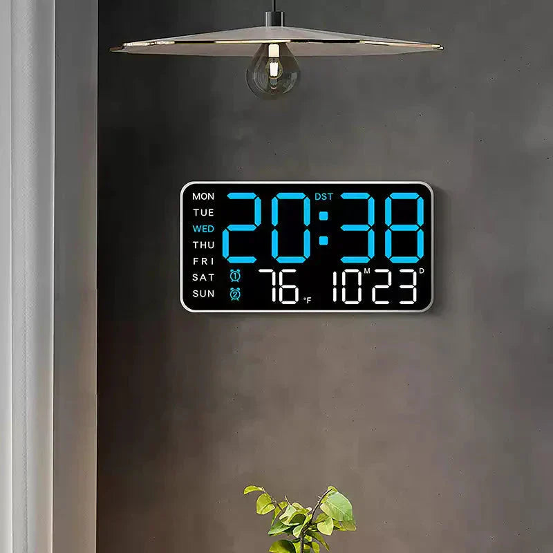 Stort digitalt LED-vægur – Moderne elektronisk ur med dato og temperatur