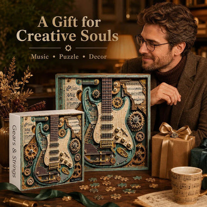 Kreativt steampunk-guitar 3D-puslespil