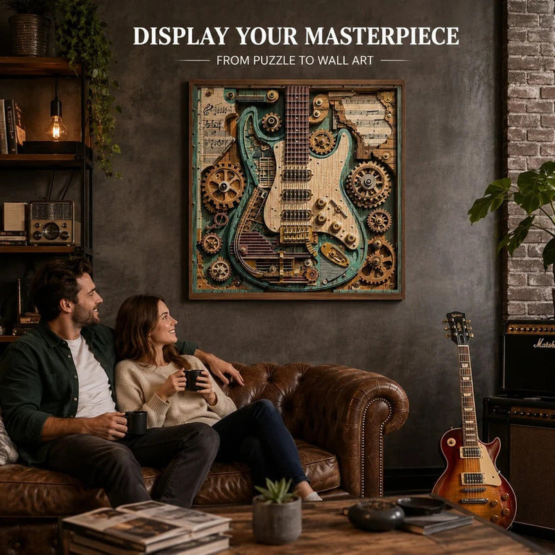 Kreativt steampunk-guitar 3D-puslespil