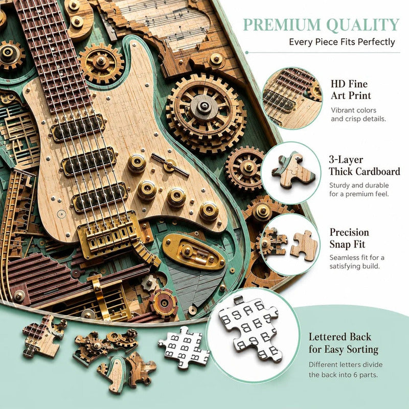 Kreativt steampunk-guitar 3D-puslespil