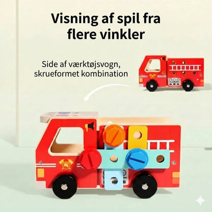 Træbyggesæt brandbil – samlelegetøj med værktøj (lærerigt og miljøvenligt)