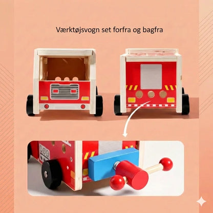 Træbyggesæt brandbil – samlelegetøj med værktøj (lærerigt og miljøvenligt)