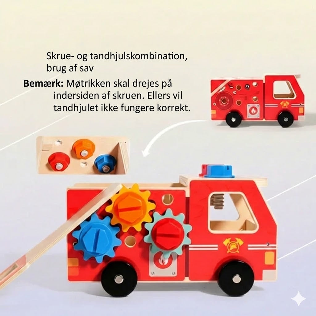 Træbyggesæt brandbil – samlelegetøj med værktøj (lærerigt og miljøvenligt)