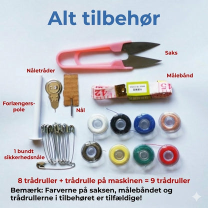 Mini håndholdt symaskine – trådløs og bærbar – hurtige reparationer – med tilbehør – hvid