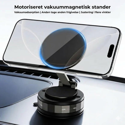 Magnetisk mobilholder til bilen – vakuumsug + magnetisk fastgørelse – 360° rotation – stabil montering på instrumentbræt og forrude