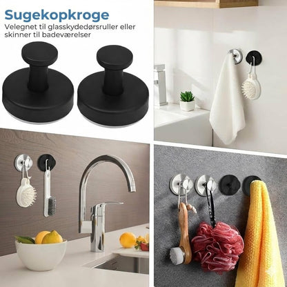 Moderne håndklædekrog til badeværelset – Drejelås-sugekopssystem – Aftagelig og genanvendelig – Uden skader