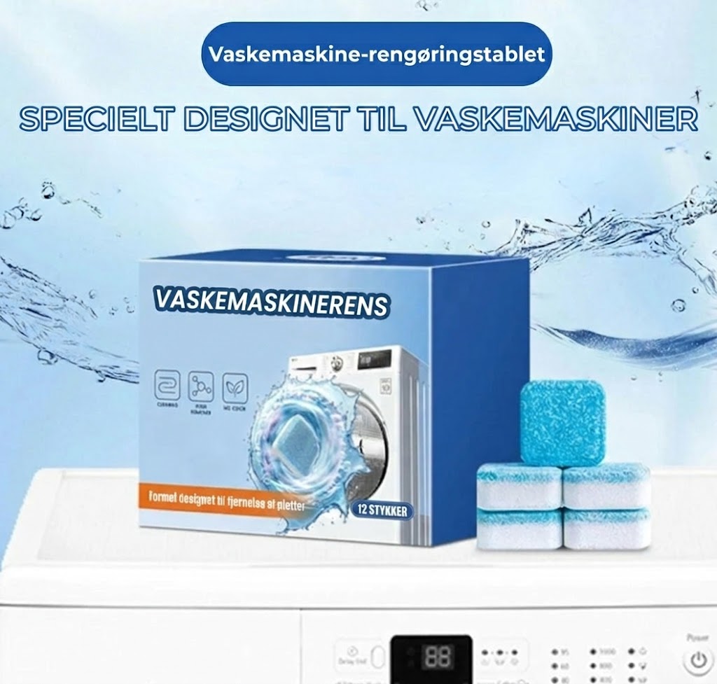 Rengøringstabletter til vaskemaskine – Fjerner kalk og lugt – Dybdegående rengøring – [12 stk.] – Universal
