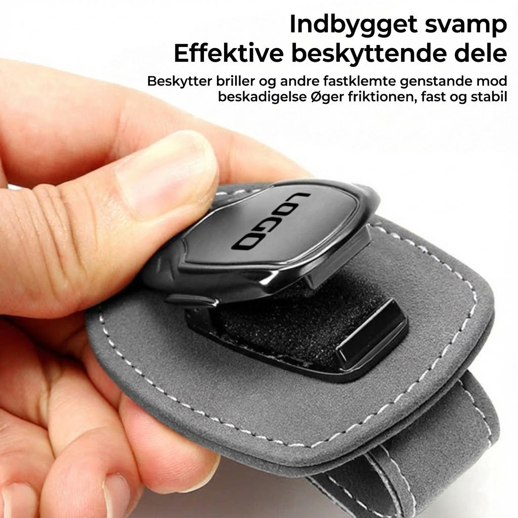 Brilleholder til bilens solskærm (med logo)