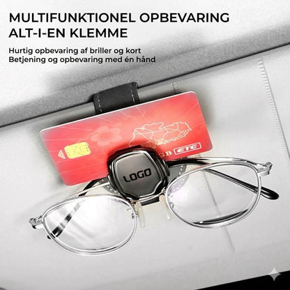 Brilleholder til bilens solskærm (med logo)