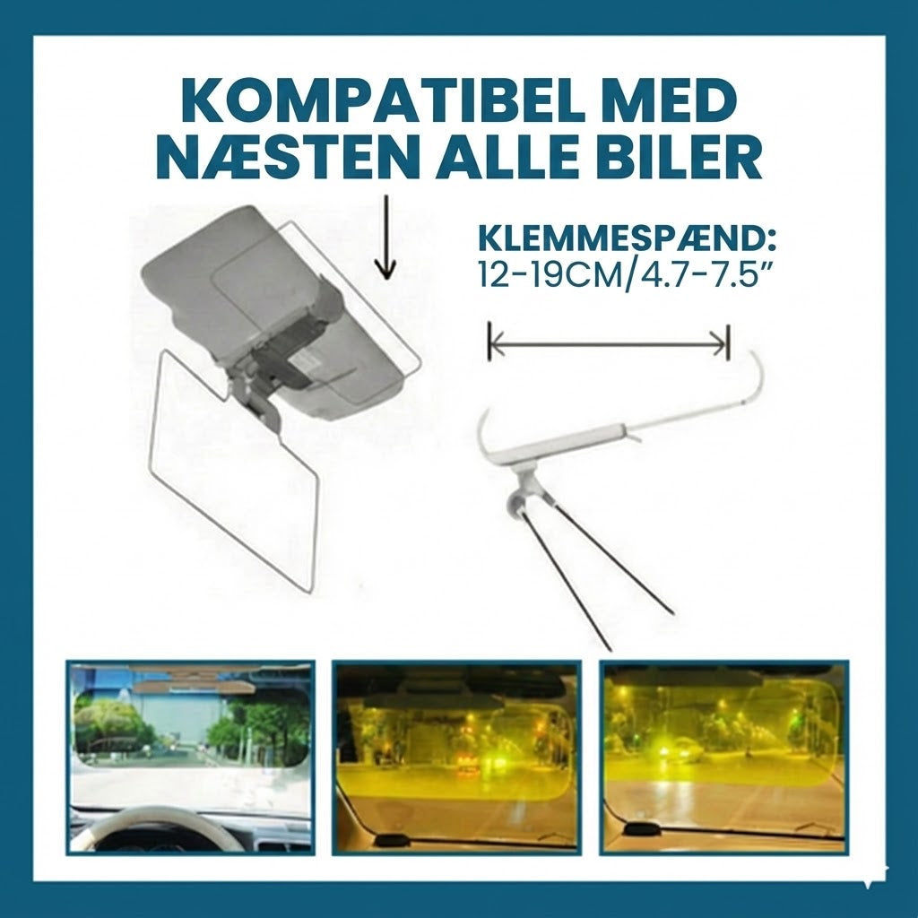 2-i-1 solskærm forlænger til bil – dag- og nat solskærm