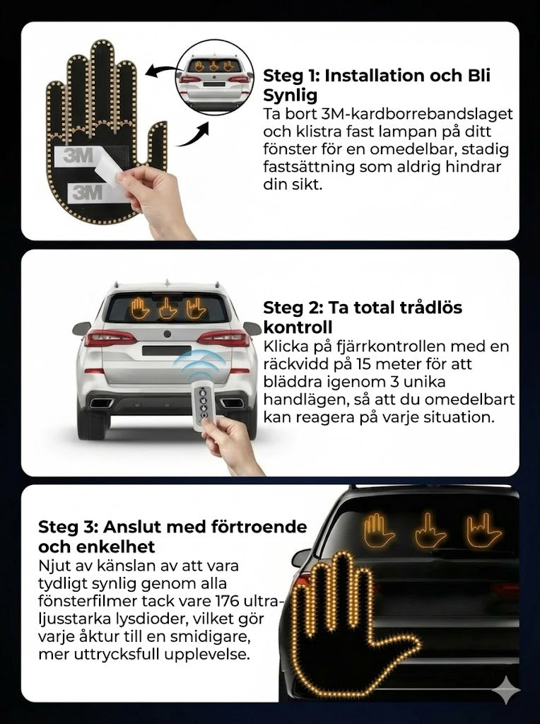 Lysende billys i håndform