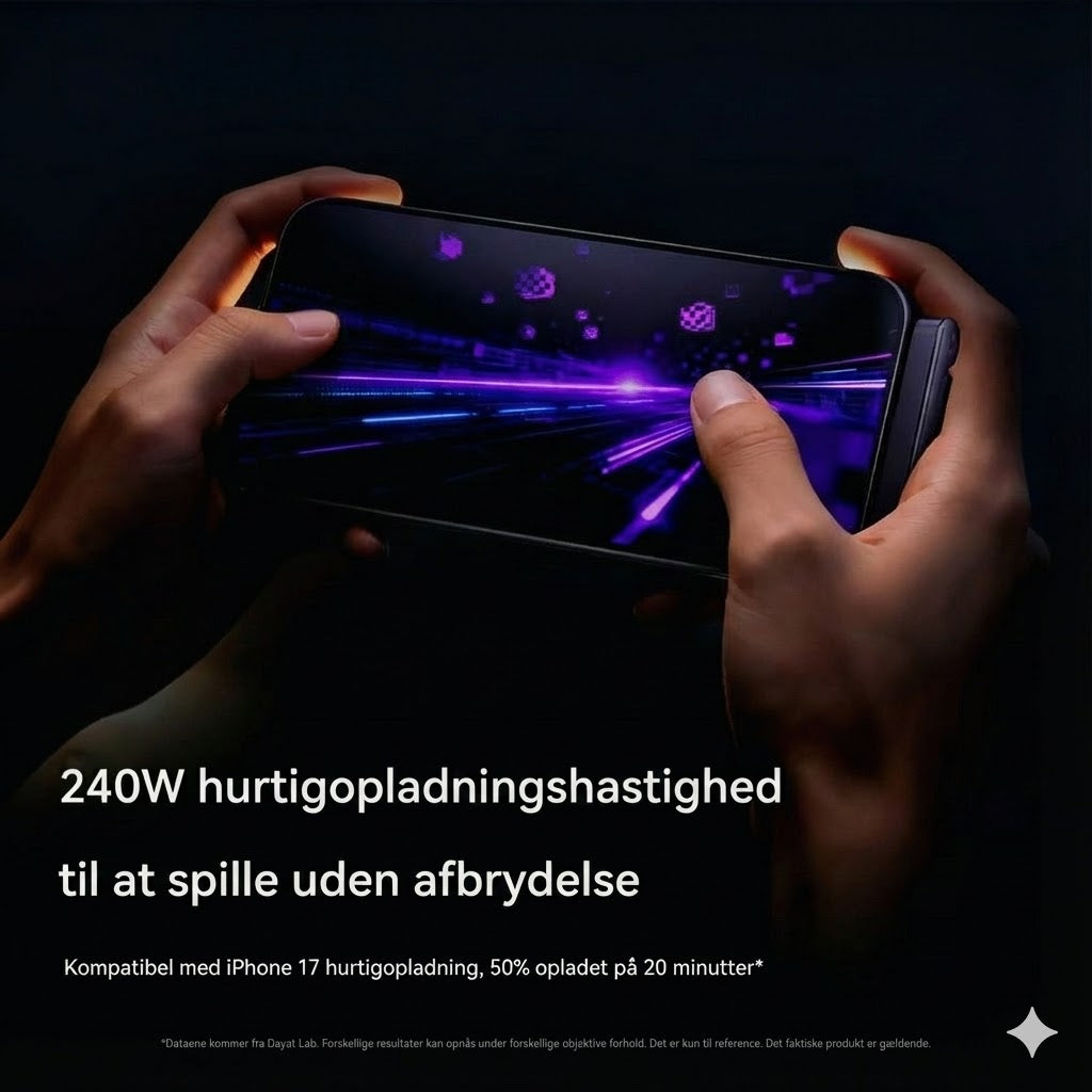 2-i-1 Type-C opladningskabel med skjult holder – 240W superhurtig opladning