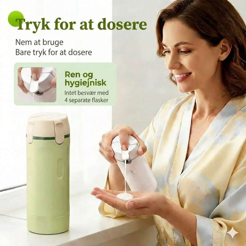 4-i-1 rejseflaskesæt – bærbare, lækagesikre silikoneflasker