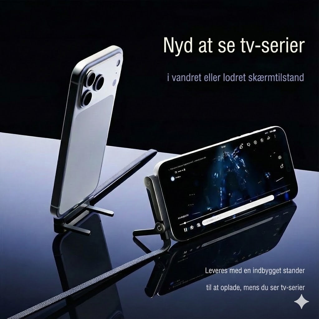 2-i-1 Type-C opladningskabel med skjult holder – 240W superhurtig opladning